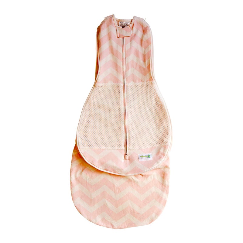 Woombie Grow with Me Air Baby Swaddling Blanket, Convertible Swaddle Fits Babies 0-9 Months, Expands to Wearable Blanket for Babies up to 18 Months, Dreamy Pink Chevron - Image 4